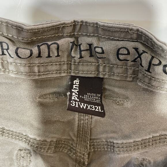 prAna Men's Khaki Outdoors Pants Size 31x32 Straight Leg Organic Cotton Denim - Picture 6 of 8